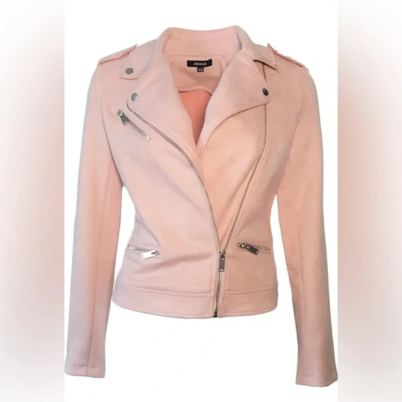 Light Pink Soft Moto Style Jacket - Picture 1 of 5